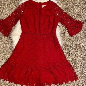 BB Dakota Boutique Dress, Red lace pattern, Size 4